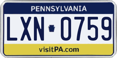 PA license plate LXN0759