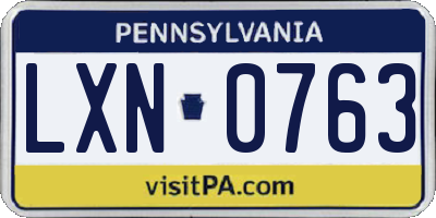 PA license plate LXN0763