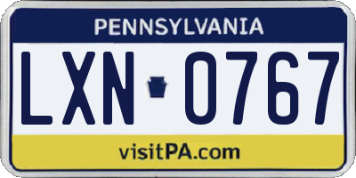 PA license plate LXN0767