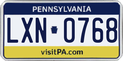 PA license plate LXN0768