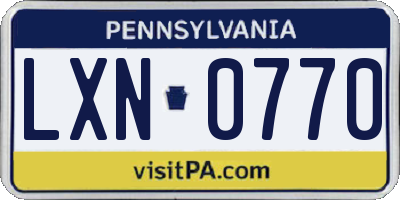 PA license plate LXN0770