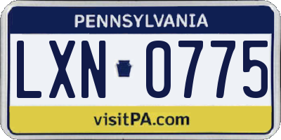 PA license plate LXN0775