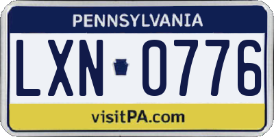 PA license plate LXN0776