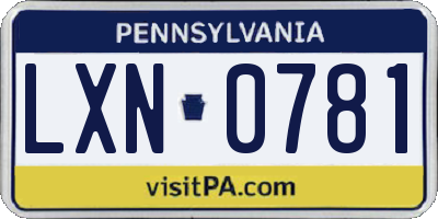 PA license plate LXN0781