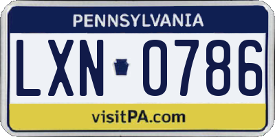 PA license plate LXN0786