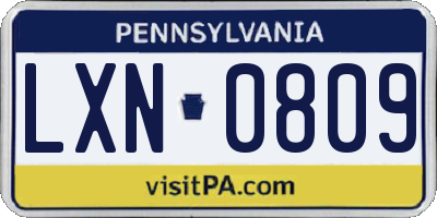 PA license plate LXN0809