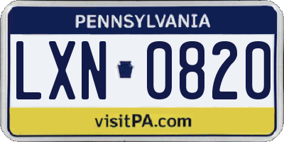 PA license plate LXN0820