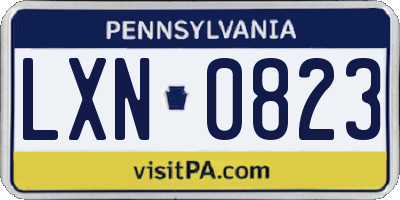 PA license plate LXN0823