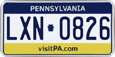 PA license plate LXN0826