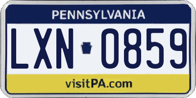 PA license plate LXN0859