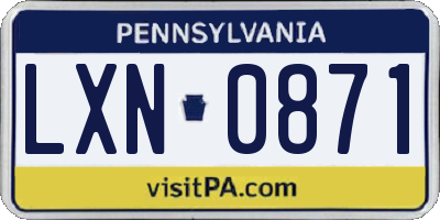 PA license plate LXN0871