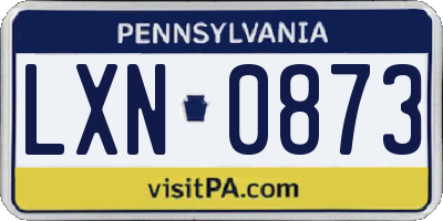PA license plate LXN0873