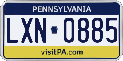 PA license plate LXN0885