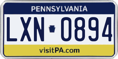 PA license plate LXN0894