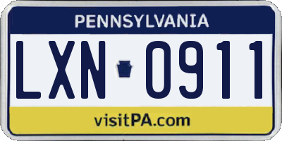 PA license plate LXN0911