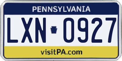 PA license plate LXN0927