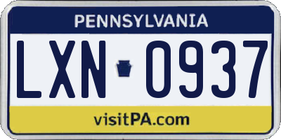 PA license plate LXN0937