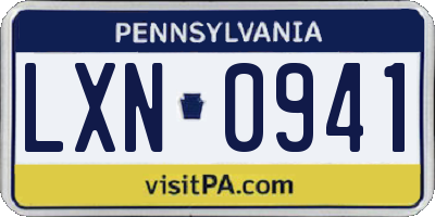 PA license plate LXN0941