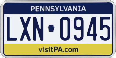 PA license plate LXN0945