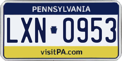 PA license plate LXN0953