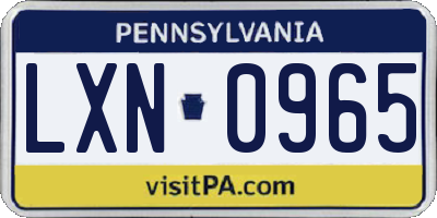 PA license plate LXN0965