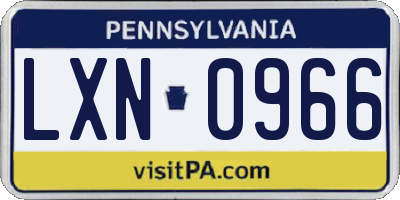PA license plate LXN0966