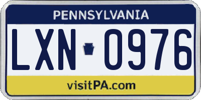 PA license plate LXN0976