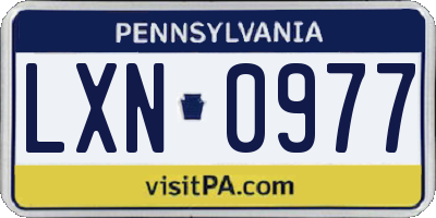 PA license plate LXN0977
