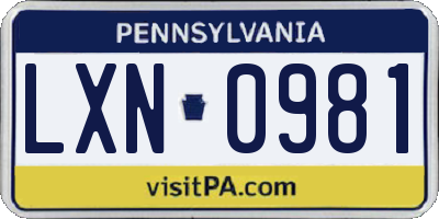 PA license plate LXN0981