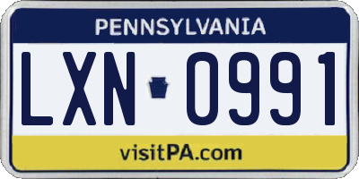PA license plate LXN0991