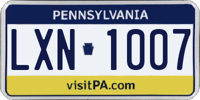 PA license plate LXN1007