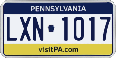 PA license plate LXN1017