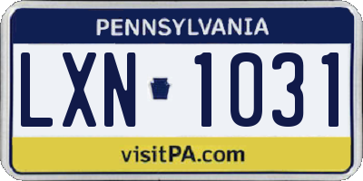 PA license plate LXN1031