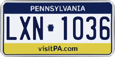 PA license plate LXN1036