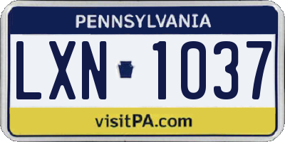 PA license plate LXN1037