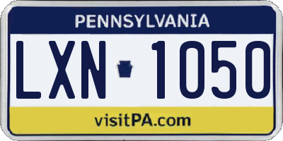 PA license plate LXN1050