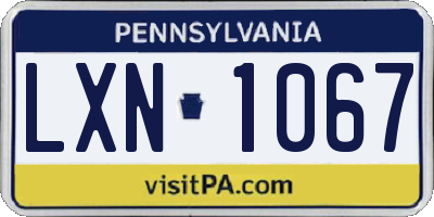 PA license plate LXN1067