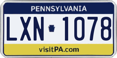 PA license plate LXN1078