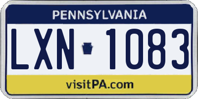 PA license plate LXN1083