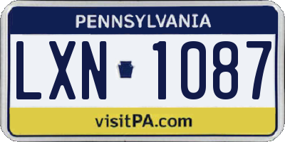 PA license plate LXN1087