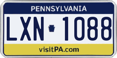 PA license plate LXN1088