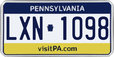 PA license plate LXN1098