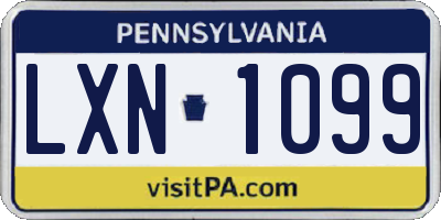 PA license plate LXN1099