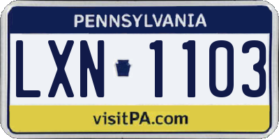 PA license plate LXN1103