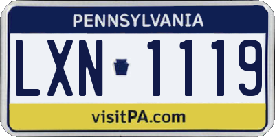 PA license plate LXN1119