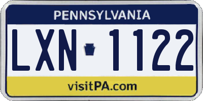 PA license plate LXN1122