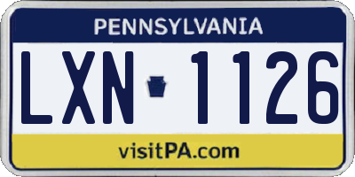 PA license plate LXN1126