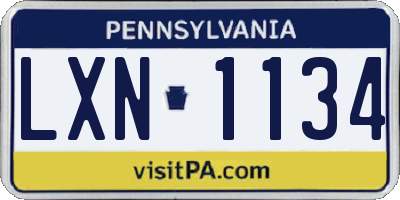 PA license plate LXN1134