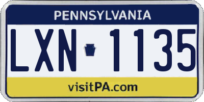 PA license plate LXN1135
