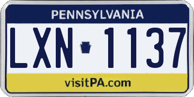 PA license plate LXN1137